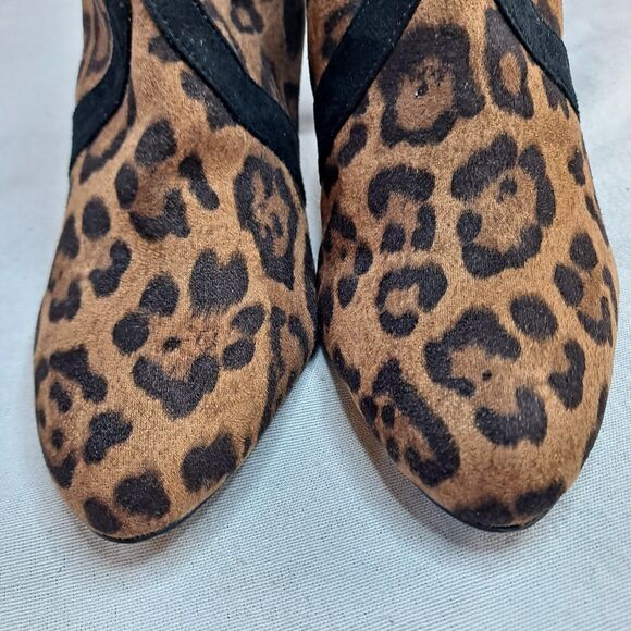 LifeStride Glamour Ankle Boots Womens Size 6.5M Leopard Print Fabric Brown Black - Picture 7 of 11
